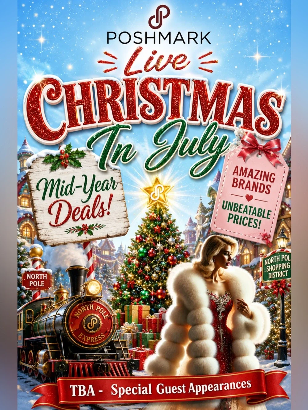 Live Christmas in July Flyer- Festive Red & Green - Picture 1 of 2